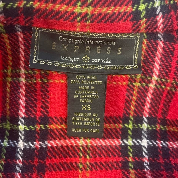 Vintage 90’s Express Trucker Jacket Plaid Wool blend XS Zipped Pockets Aesthetic - Picture 12 of 13